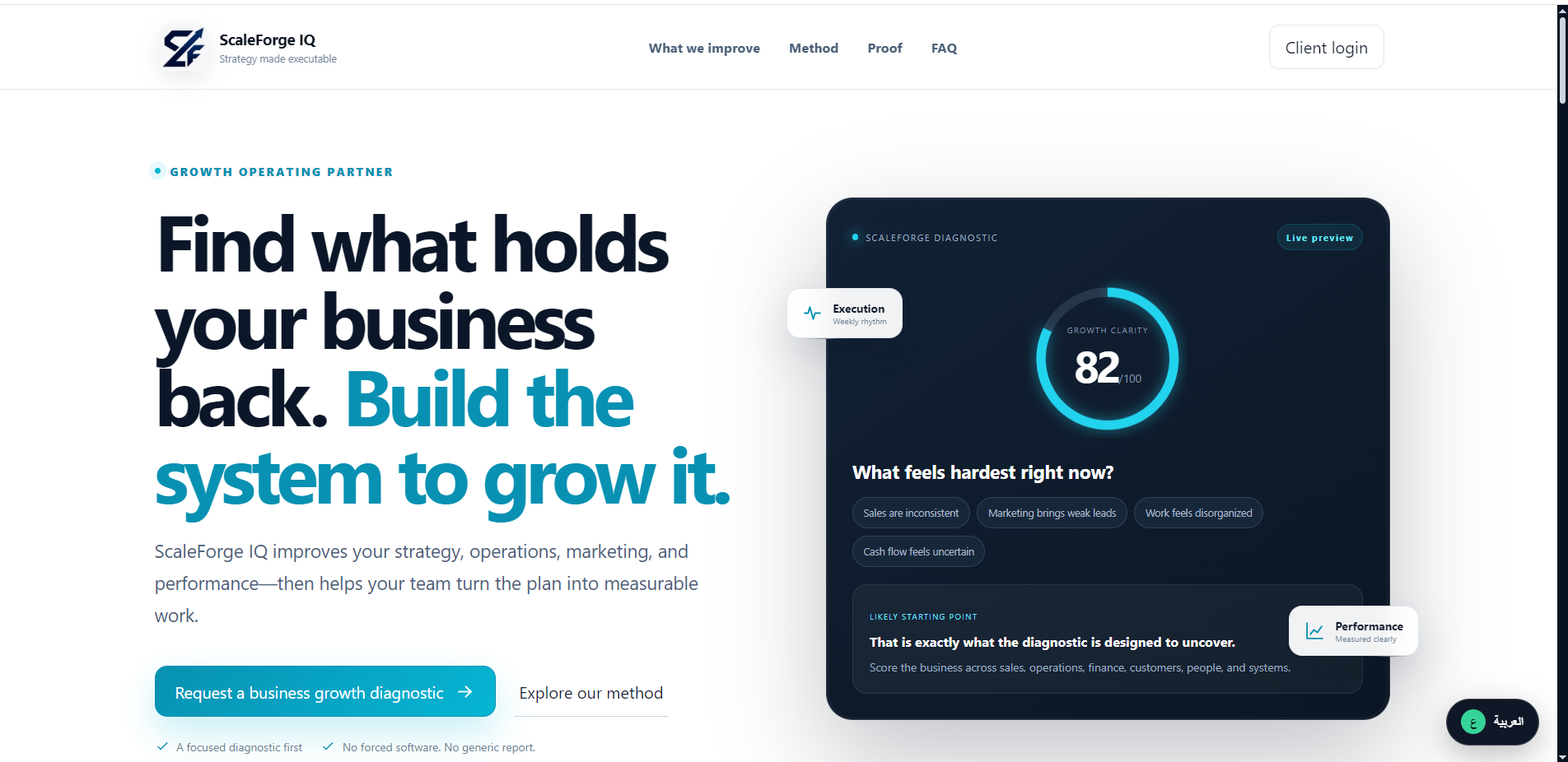 Business growth website screenshot